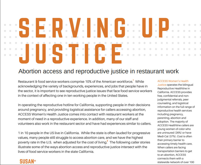 Serving up Justice: Abortion Access and Reproductive Justice in Restaurant Work